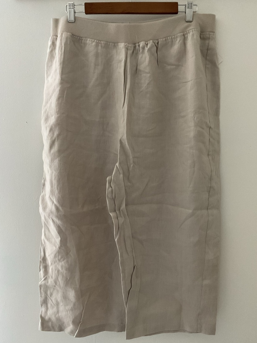 For Cynthia Wide-Leg Linen-Blend Pants in Light Taupe Plus 2X